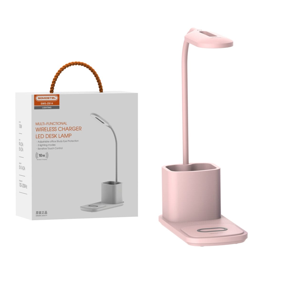 Lámpara de escritorio LED con cargador inalámbrico,puerto de carga USB