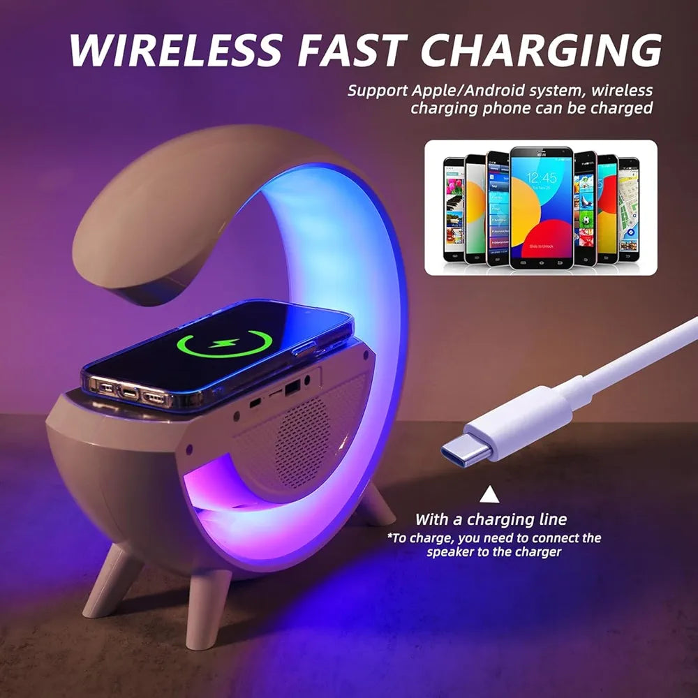 Lámpara LED 4 en 1 con Altavoz Bluetooth y Cargador Inalámbrico ✨